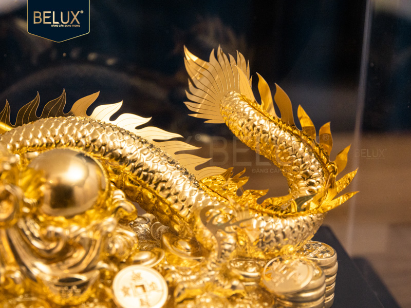 Tượng Rồng Vàng Tài Lộc dát vàng 24k - Linh vật chiêu tài, kích hoạt may mắn và thịnh vượng&nbsp;